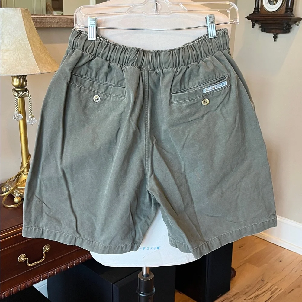 Army Green Cotton Shorts Elastic Drawstring Waist